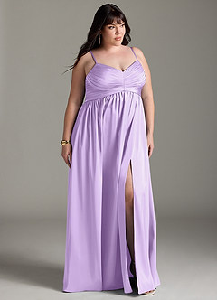 Azazie Alia Bridesmaid Dresses Lilac A-Line Pleated Stretch Satin Dress image12