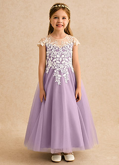 Azazie Dandelion Robe Demoiselle D'honneur Fillette Robe Princesse en Dentelle Glycine image4
