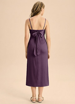 Azazie Mai Junior Etui Plissee Stretch-Satin Kleid Pflaume image2