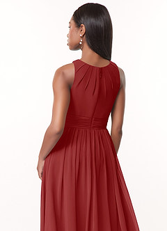 Azazie Harper Bridesmaid Dresses Rust A-Line Pleated Chiffon Dress image4