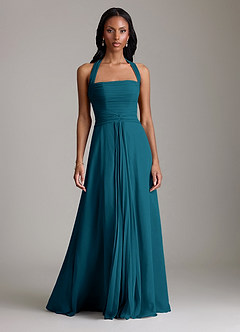 Azazie Clarisa Bridesmaid Dresses Ink Blue A-Line Pleated Chiffon Dress image5