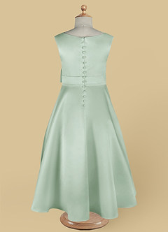 Azazie Lindy Flower Girl Dresses Agave A-Line Pleated Matte Satin Dress image14
