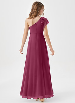 Azazie Arabella Junior Mulberry A-Line Ruched Chiffon Dress image6