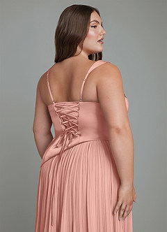 Azazie Stephanie Robes de demoiselle d'honneur Robe Trapèze en Satin extensible Plissé Rosette image12
