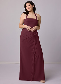 Barbie ♥ Azazie Robes de demoiselle d'honneur Robe Fourreau Convertible en Mousseline de soie Sans bretelle Cabernet image11
