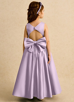 Azazie Nellia Flower Girl Dresses Frosted Lilac A-Line Bow Matte Satin Dress image6