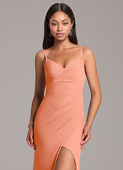 Azazie Yola Bridesmaid Dresses Sunset Sheath Pleated Chiffon Convertible Dress image2