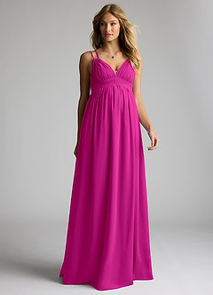 Azazie Emree Abiti da damigella d'onore premaman Abito A-Line Chiffon Floor-Length image1