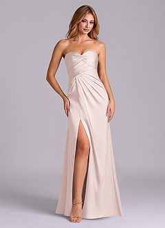 Azazie Sabrine Jurken voor bruidsmeisjes Jurk van Stretch Satijn met A-Lijn Sweetheart Halslijn Blozend Roze image1