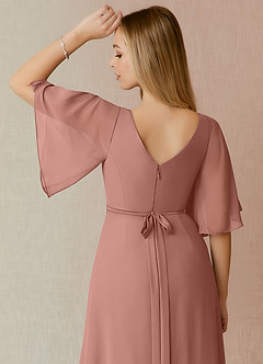 Azazie Cierra Bridesmaid Dresses Cedar Rose A-Line V-Neck Chiffon Dress image8