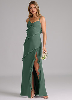 Azazie Nancie Bridesmaid Dresses Sea Moss Mermaid Ruched Chiffon Dress image3