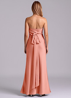 Azazie Ailanie Brudtärnklänningar Klä av Tubklänning i Stretch Satin Axelbandslös Korall image7