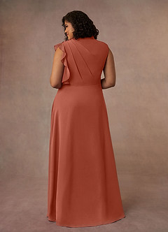 Azazie Narine Vestidos para mãe da noiva Vestido Argila de Chiffon de Linha A com Plissado image8