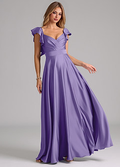 Azazie Leilani Bridesmaid Dresses Tahiti A-Line Ruched Stretch Satin Dress image1