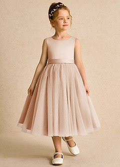 Azazie Pear Flower Girl Dresses English Rose Ball-Gown Bow Tulle Dress image4