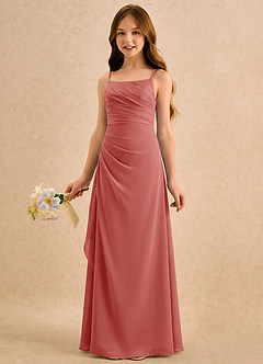 Azazie Cannoli Girls Formal vestidos de niña de las flores Vestido Rosa Antigua de Gasa de Corte en A con Plisado image3