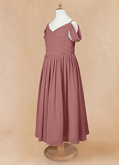 Azazie Chelle Flower Girl Dresses Desert Rose A-Line Pleated Chiffon Dress image8