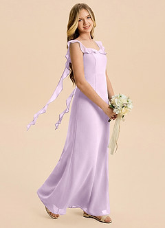 Azazie Cindy Junior Klä av A-Line i Chiffong Rynkad image1