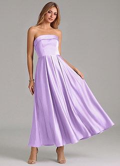 Azazie Lucienne Brudtärnklänningar Klä av A-Linje i Stretch Satin Plisserad Lila image7