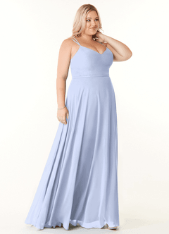 Azazie Janine Robes de demoiselle d'honneur Robe Trapèze en Mousseline de soie Col en V Eis image8