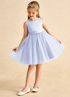 Azazie Jani Robe Demoiselle D'honneur Fillette Robe Trapèze en Tulle Arc Lavande image5