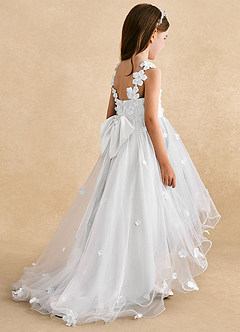 Azazie Celia Flower Girl Dresses White A-Line Lace Tulle Dress image5