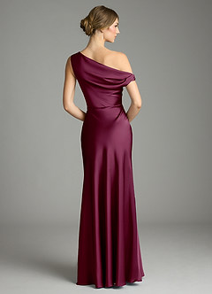 Azazie Emerson Bridesmaid Dresses Mulberry Mermaid Off the Shoulder Stretch Satin Dress image2