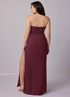 Barbie ♥ Azazie Robes de demoiselle d'honneur Robe Fourreau Convertible en Mousseline de soie Sans bretelle Cabernet image9