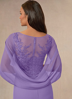Azazie Hera Mother of the Bride Dresses Tahiti A-Line Lace Capelet Chiffon Dress image4