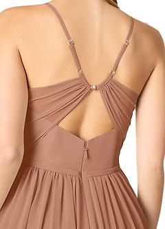 Azazie Cora Bridesmaid Dresses Bronzer A-Line Pleated Chiffon Dress image3