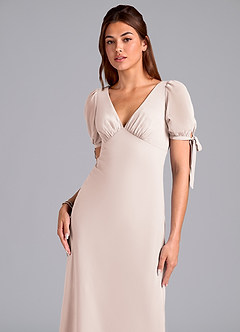 Azazie Pheby Bridesmaid Dresses Rose Petal A-Line Pleated Chiffon Dress image2