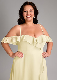 Azazie Lyra Bridesmaid Dresses Lemon Sorbet A-Line Chiffon Convertible Dress image17