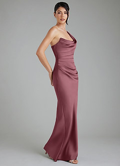 Azazie Sabrina Bridesmaid Dresses Desert Rose Mermaid Corset Stretch Satin Dress image8