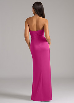 Azazie Marla Bridesmaid Dresses Fuchsia Sheath Strapless Stretch Satin Convertible Dress image6