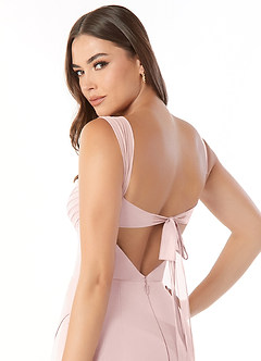 Azazie Audre Bridesmaid Dresses Blushing Pink Mermaid Pleated Chiffon Dress image6