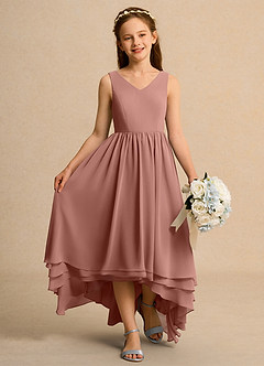 Azazie Kitten Girl Jurken voor bloemenmeisjes A-Lijn Jurk van Chiffon Ceder Roos image4