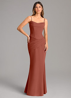 Azazie Sorrel Bridesmaid Dresses Auburn Mermaid Corset Chiffon Dress image2