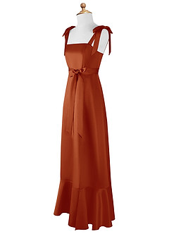 Azazie Barbara Junior Paprika A-Line Bow Matte Satin Dress image8