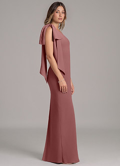 Azazie Capri Abiti da Damigella Abito A-Line in Chiffon Monospalla Rosa Del Deserto image3