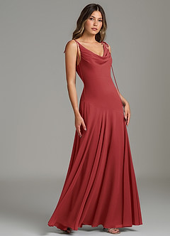Azazie Dawn Bridesmaid Dresses Rust Mermaid Pleated Chiffon Dress image1