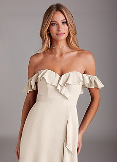 Azazie Lyra Bridesmaid Dresses White Alabaster A-Line Chiffon Convertible Dress image1