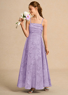 Azazie Pebbles Junior Formal Jurken voor bloemenmeisjes A-Lijn Jurk van Bloemen Burn-out Geplooid Lila image4