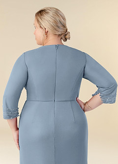 Azazie Rosena Mother of the Bride Dresses Dusty Blue Sheath Pleated Mesh Dress image12