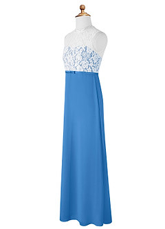 Azazie Rana Junior Blue Jay A-Line Lace Chiffon Dress image7