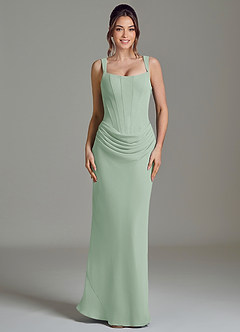 Azazie Niamh Abiti da Damigella Abito Sirena in Chiffon Corsetto Agave image3