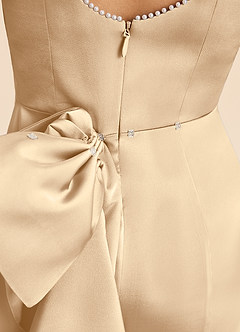 Azazie Emi Junior Champagne Sheath Bow Stretch Satin Dress image7