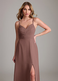 Azazie Terese Bridesmaid Dresses Espresso A-Line Pleated Chiffon Dress image5
