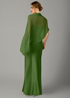 Azazie Jaleesa Bridesmaid Dresses Basil A-Line High Neck Stretch Satin Dress image6