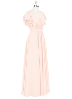 Azazie Daphne Modest Bridesmaid Dresses A-Line Ruffled Chiffon Floor-Length Dress image41