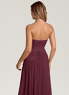 Azazie Tierney Robes de demoiselle d'honneur Robe Trapèze Convertible en Mousseline de soie Sans bretelle Cabernet image5